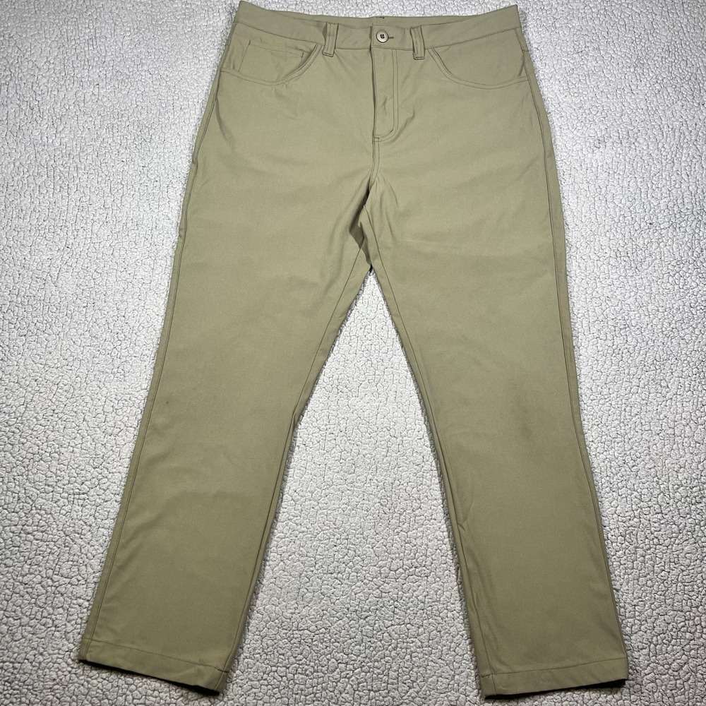 New Balance Mens Performance Tech Pants Khaki Green 5-Pocket 36x30 RN130893